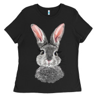 Black Bunny Face Ladies Tee - RanaPortraitStore