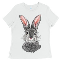White Bunny Face Ladies Tee - RanaPortraitStore