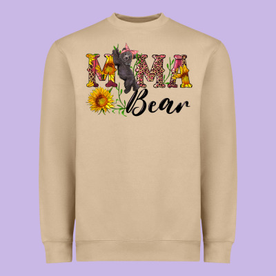 Pink Mama Bear With Cute Bear Heavyweight Sweatshirt Designed By Artiststas