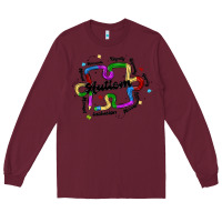 Burgundy autism teacher pencil Long Sleeve Tee - MaliasSmallBusiness