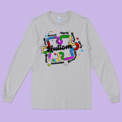 Autism Teacher Pencil Long Sleeve Tee Designed By Maliassmallbusiness