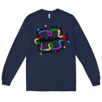 Navy autism teacher pencil Long Sleeve Tee - MaliasSmallBusiness