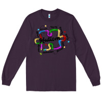 Plum autism teacher pencil Long Sleeve Tee - MaliasSmallBusiness