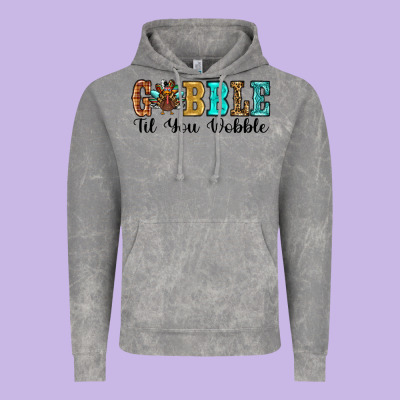 Gobble Til You Wobble Thanksgiving Turkey Vintage Hoodie Designed By Ranaportraitstore