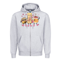 Heather Grey mexican pan dulce cartoon characters Zipper Hoodie - MaliasSmallBusiness