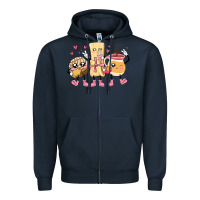 Navy mexican pan dulce cartoon characters Zipper Hoodie - MaliasSmallBusiness