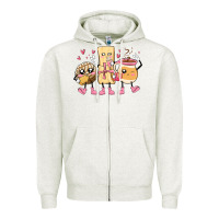 Oatmeal Heather mexican pan dulce cartoon characters Zipper Hoodie - MaliasSmallBusiness