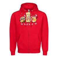 Red mexican pan dulce cartoon characters Zipper Hoodie - MaliasSmallBusiness