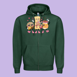Mexican Pan Dulce Cartoon Characters Zipper Hoodie Designed By Maliassmallbusiness