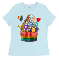 Baby Blue pride rainbow cupcake Ladies Tee - texasbilliewilder