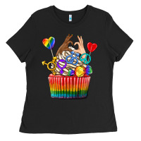 Black pride rainbow cupcake Ladies Tee - texasbilliewilder