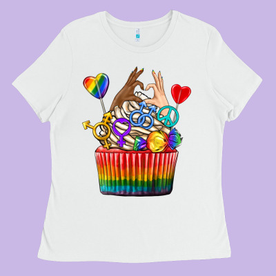 Ladies Tee pride rainbow cupcake