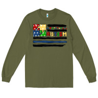 Army Green autism usa flag Long Sleeve Tee - MaliasSmallBusiness