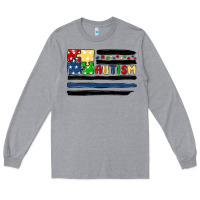Heather Grey autism usa flag Long Sleeve Tee - MaliasSmallBusiness