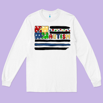 Autism Usa Flag Long Sleeve Tee Designed By Maliassmallbusiness