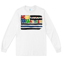White autism usa flag Long Sleeve Tee - MaliasSmallBusiness