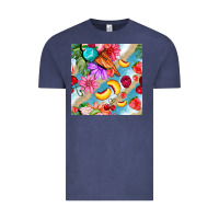 Vintage Denim flowers ice cream fruit Vintage Tee - BundleAndBundleShop