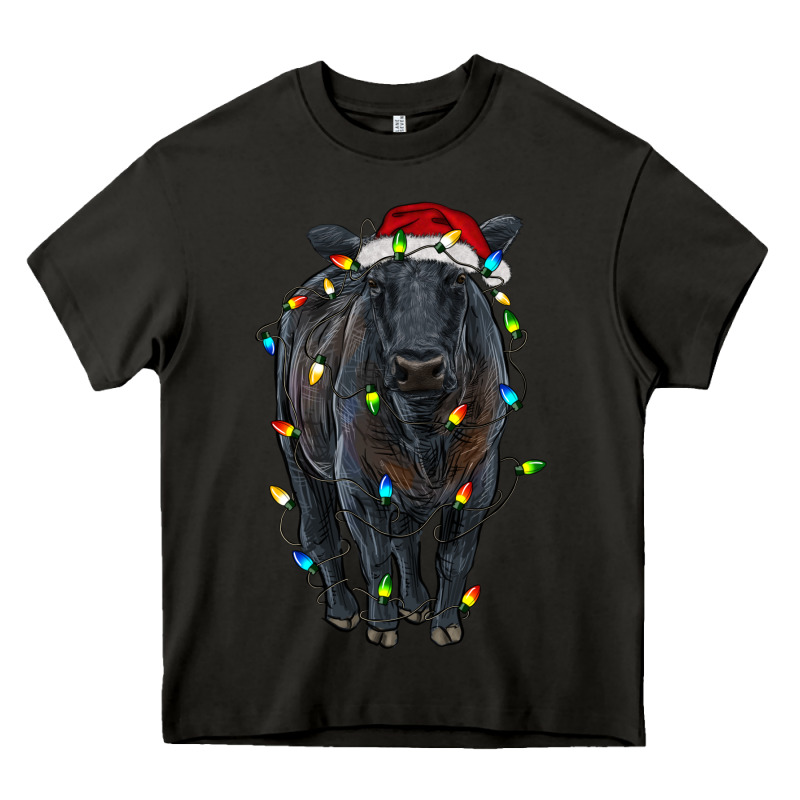 Christmas Black Angus Cattle With Lights Heavy Core Tee by RanaPortraitStore | Teevron