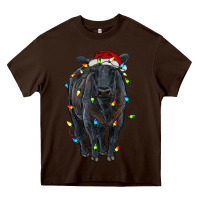 Chocolate Brown christmas black angus cattle with lights Heavy Core Tee - RanaPortraitStore