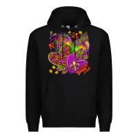 Black Mardi Gras hearts Premium Hoodie - NancyCooperArtShop