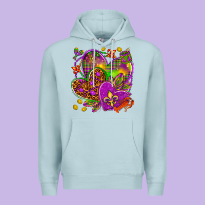 Mardi Gras Hearts Premium Hoodie Designed By Nancycooperartshop