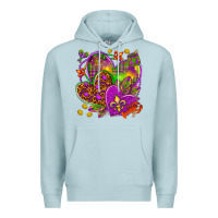 Blue Mist Mardi Gras hearts Premium Hoodie - NancyCooperArtShop