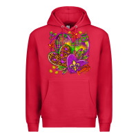 Cardinal Mardi Gras hearts Premium Hoodie - NancyCooperArtShop