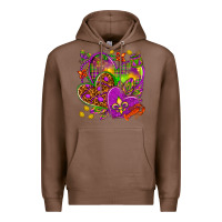Chestnut Mardi Gras hearts Premium Hoodie - NancyCooperArtShop