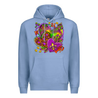Colony Blue Mardi Gras hearts Premium Hoodie - NancyCooperArtShop
