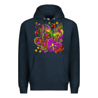 Navy Mardi Gras hearts Premium Hoodie - NancyCooperArtShop