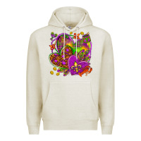 Oatmeal Heather Mardi Gras hearts Premium Hoodie - NancyCooperArtShop