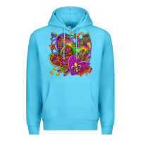 Ocean Blue Mardi Gras hearts Premium Hoodie - NancyCooperArtShop