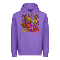 Purple Mardi Gras hearts Premium Hoodie - NancyCooperArtShop