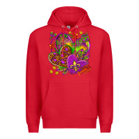 Red Mardi Gras hearts Premium Hoodie - NancyCooperArtShop