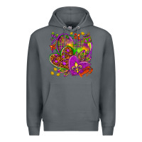 Rock Mardi Gras hearts Premium Hoodie - NancyCooperArtShop