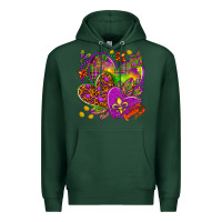 Sports Green Mardi Gras hearts Premium Hoodie - NancyCooperArtShop