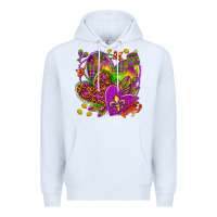White Mardi Gras hearts Premium Hoodie - NancyCooperArtShop
