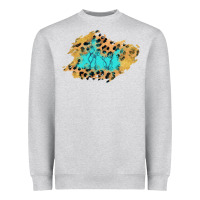 Heather Grey glitter leopard turquoise patch Heavyweight Sweatshirt - AdoDesignShop