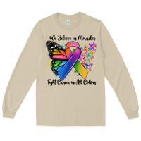 Mushroom we believe in miracles fight cancer in all colors Long Sleeve Tee - MaliasSmallBusiness