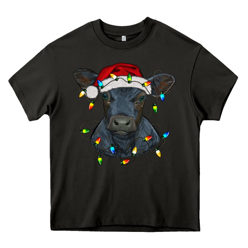 Christmas Baby Black Angus Calf With Lights Heavy Core Tee by RanaPortraitStore | Teevron