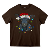 Chocolate Brown christmas baby black angus calf with lights Heavy Core Tee - RanaPortraitStore