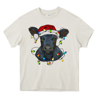 Cream christmas baby black angus calf with lights Heavy Core Tee - RanaPortraitStore