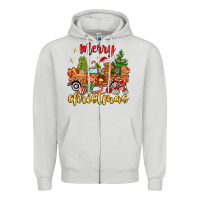 Dove Grey merry christmas gingerbread truck Zipper Hoodie - MaliasSmallBusiness