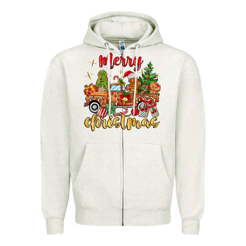 Merry Christmas Gingerbread Truck Zipper Hoodie by MaliasSmallBusiness | Teevron