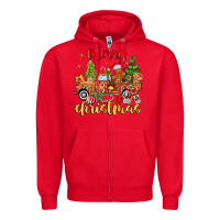 Red merry christmas gingerbread truck Zipper Hoodie - MaliasSmallBusiness