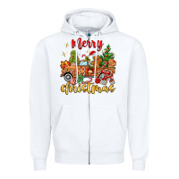 White merry christmas gingerbread truck Zipper Hoodie - MaliasSmallBusiness