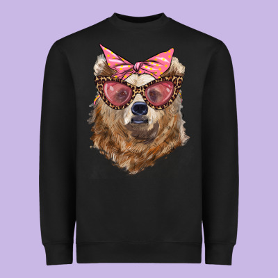 Mama Bear With Glasses And Bandana Heavyweight Sweatshirt Designed By Artiststas