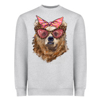 Heather Grey mama bear with glasses and bandana Heavyweight Sweatshirt - Artiststas
