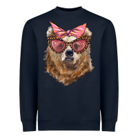 Navy mama bear with glasses and bandana Heavyweight Sweatshirt - Artiststas