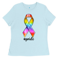 Baby Blue pride ribbon Ladies Tee - texasbilliewilder